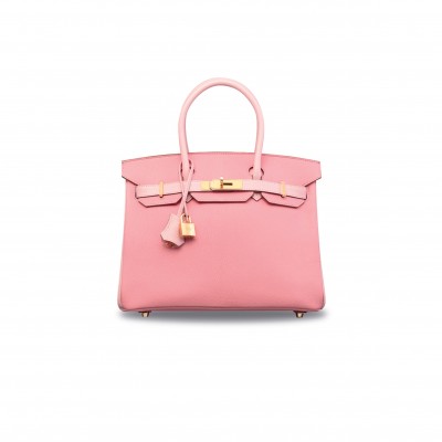 HERMES BIRKIN 25 TOGO LEATHER MILKSHAKE POWDER AND CHERRY BLOSSOM POWDER GOLD BUCKLE BAG H028365CC03 (25*20*13cm)